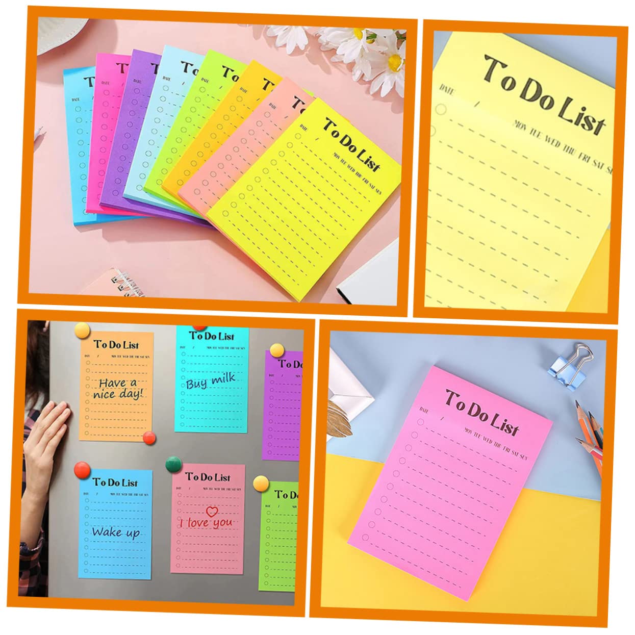 Note Sticker in Carta Fluorescente, 16 Libri, 1 Libro 50 Fogli