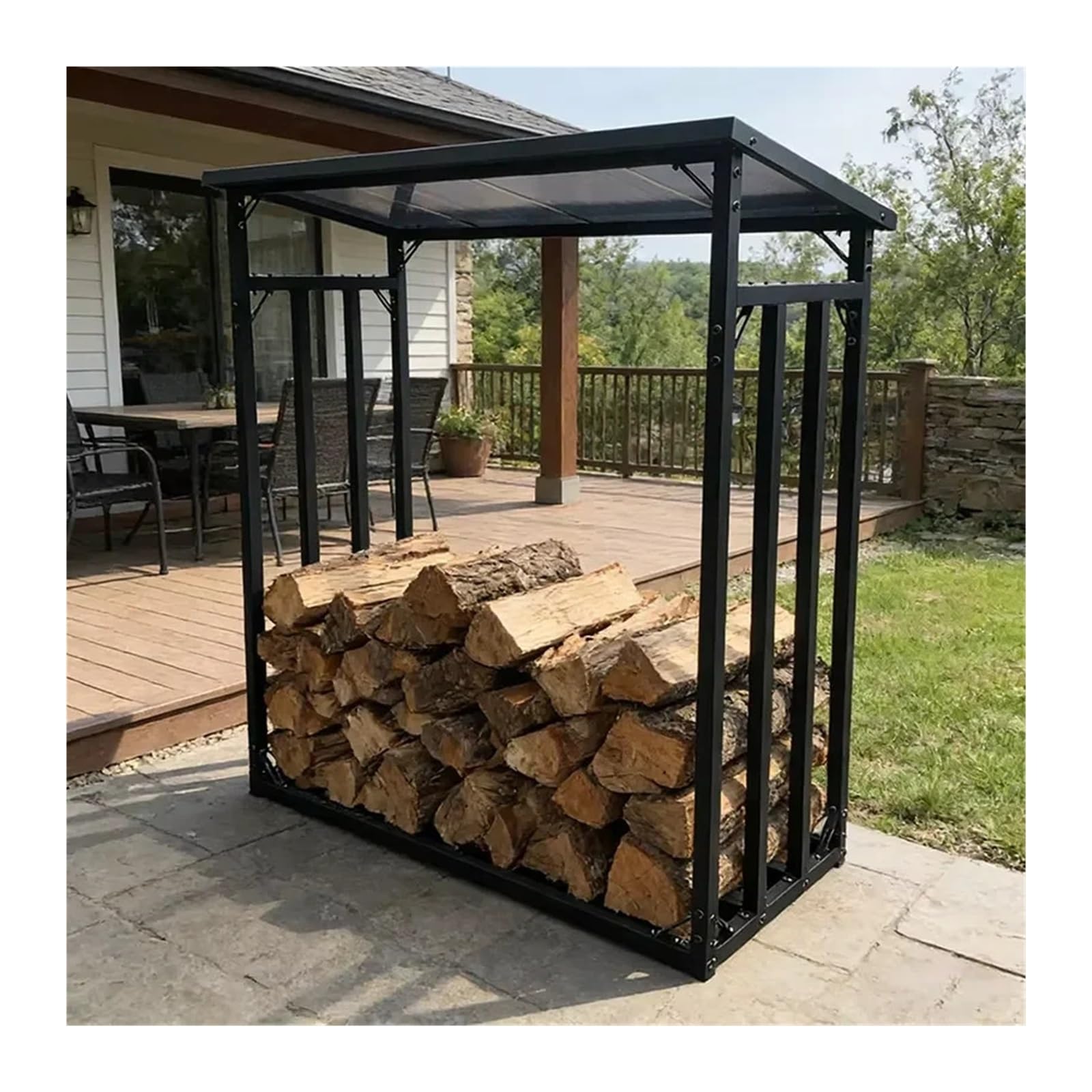 Portalegna Da Esterno Portalegna da ardere for patio esterno | Supporto in legno resistente alle intemperie for rack di stoccaggio in acciaio ad alto carico