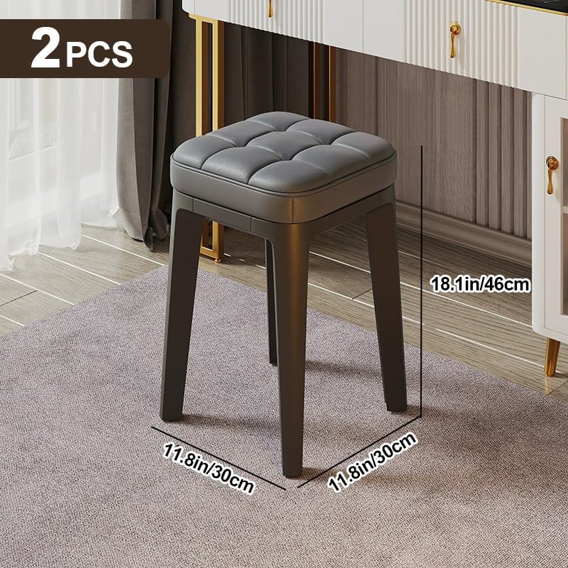 Sala de estar Taburete corto de 2 piezas, Silla acolchada, Reposapiés debajo del escritorio, Zapatero apilable, Reposapiés engrosado, Taburete de mesita de noche, Silla otomana para el hogar