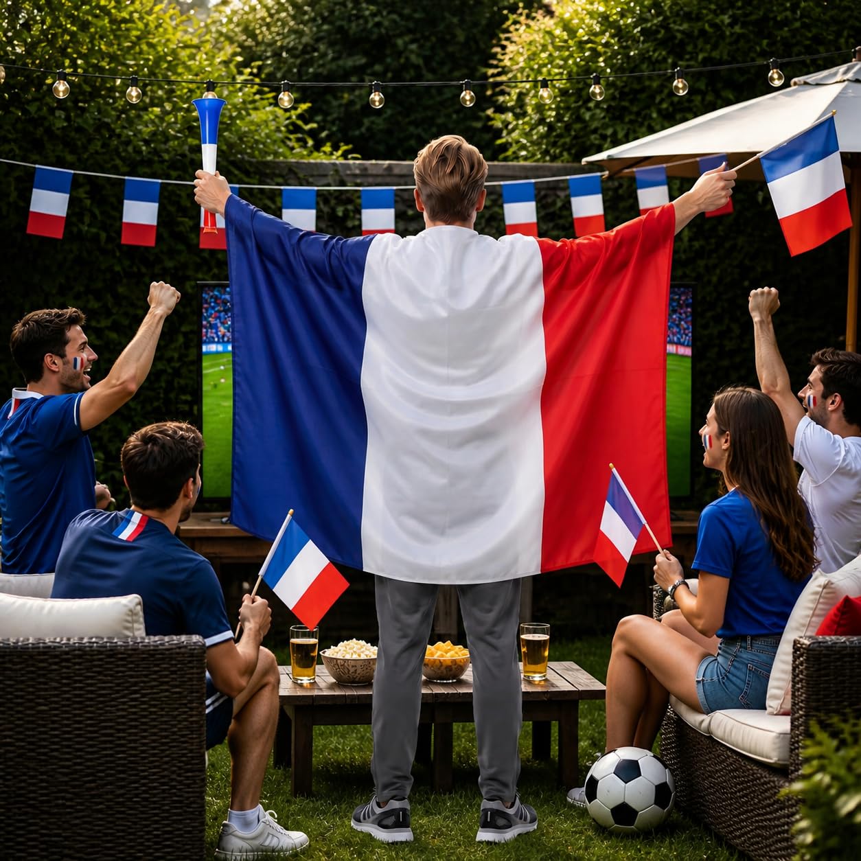 YESAH Cape Drapeau Français Coupe du Monde 2026 90x150cm Polyester Légère Portable Stade Matchs Fêtes