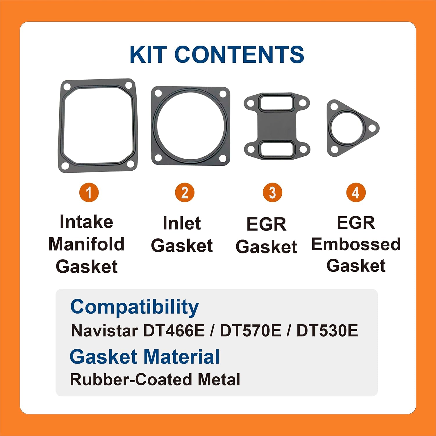 BTS-1842592C91 EGR Mixer Seal Kit, Compatible with Navistar DT466E / DT570E / DT530E, 1 Set Aftermarket Replacement for OEM 1842592C91, Kit de Sellos del Mezclador EGR