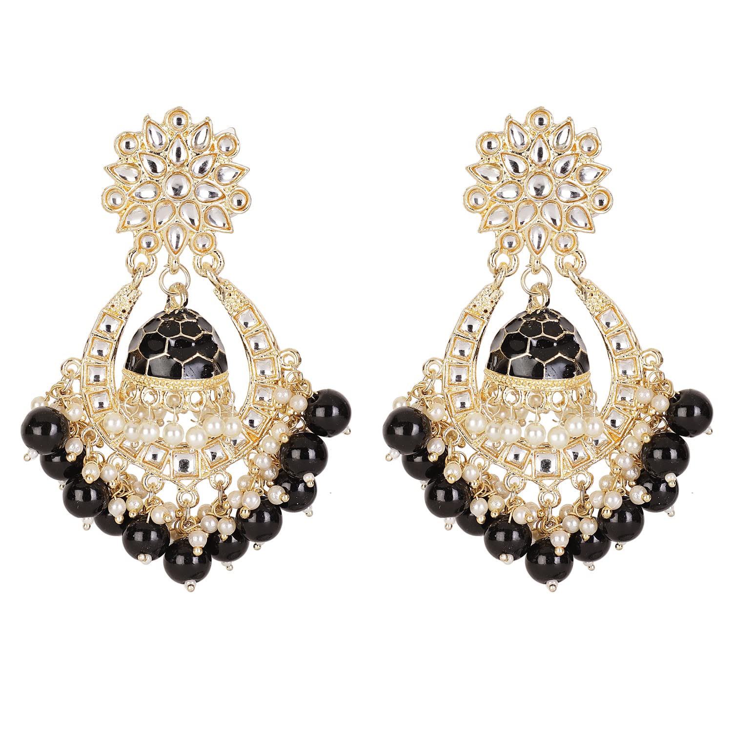 Shining Diva Fashion Latest Stylish Traditional Kundan Earrings for Women and Girls (13597er)(Black) (B0BTHTNDZK) Amazon Price History, Amazon Price Tracker