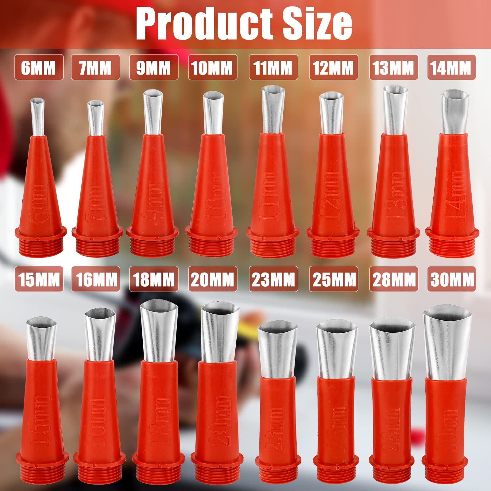 Caulking Nozzle Set Stainless Steel 6-30mm Caulking Tips Set Reusable Caulking Finisher Kit Sealant Finishing Tool with 8 Base for Kitchen Bathroom Window Door Sink