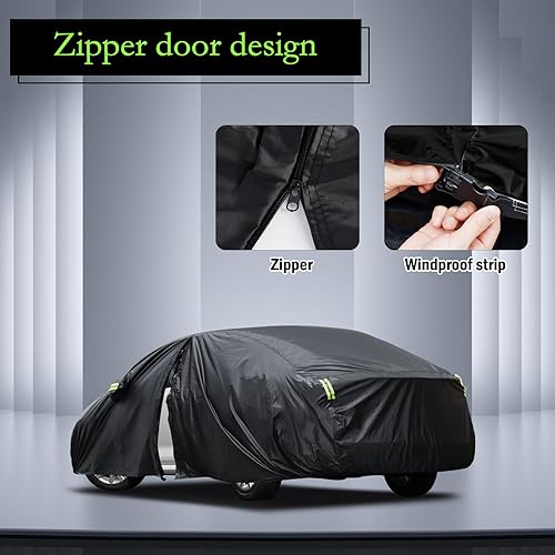 Miniatura 3 de Migaven - Funda de coche exterior completa impermeable para todo tipo de clima, protector de lluvia y granizo con cremallera para puerta