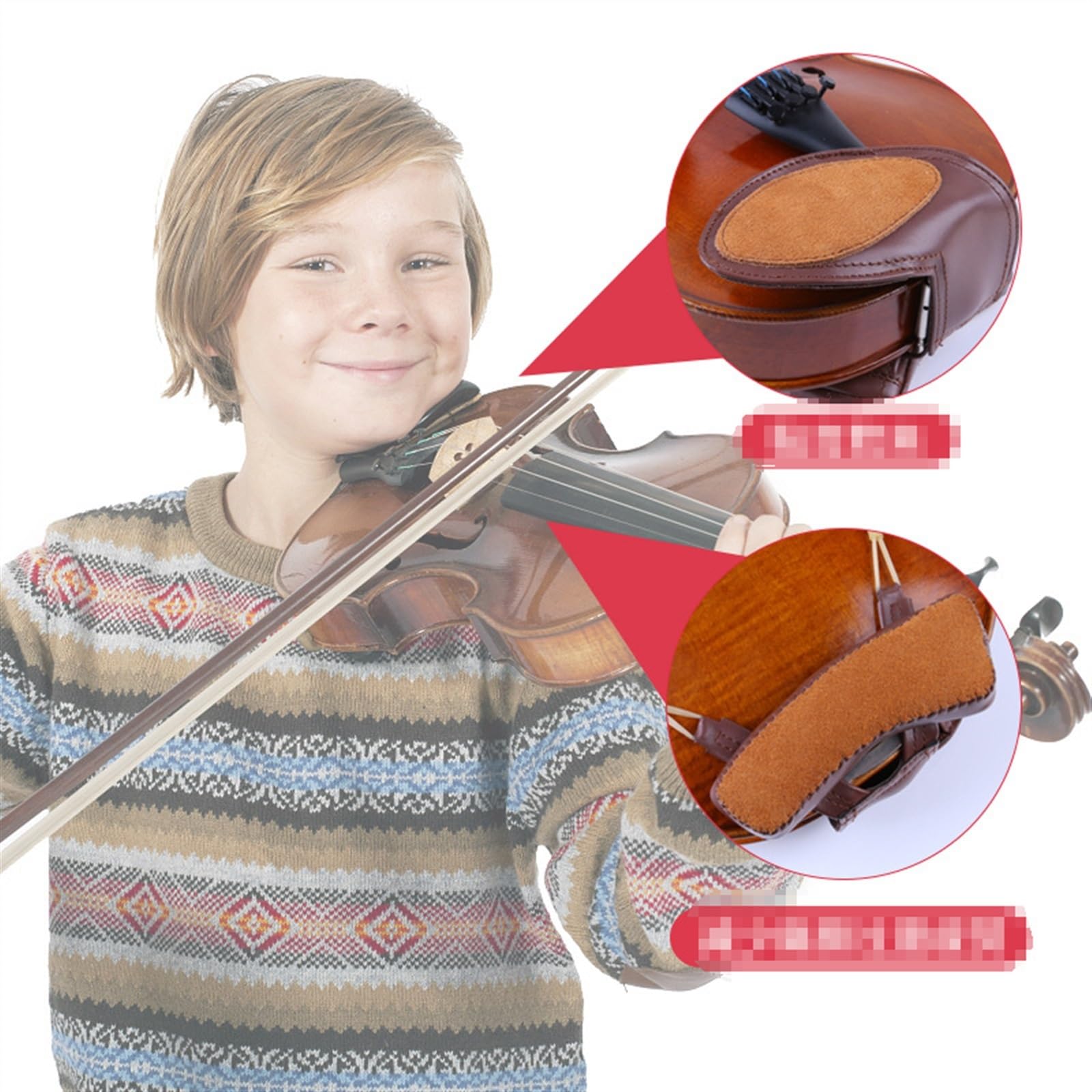 Profesional violín Accesorios Almohadilla Para Reposacabezas De Cuero Para Violín, Hombrera Para Violín, Almohadilla Para Mejillas, Almohadilla Para Violín, Hombrera 1/2/4/8, Tela (Color : Leather ch