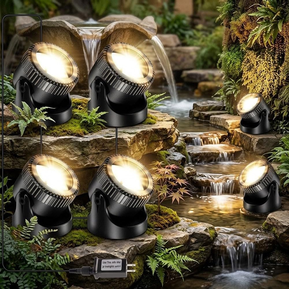 Lampe sous-marine LED 4 en 1 pour bassin étanche IP68 Blanc chaud et