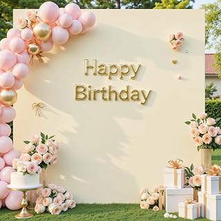 Square Spandex Arch Covers Beige, Wedding Arch Backdrop Cover 8FT x 8FT for Baby Shower Birthday Party Ceremony Banquet Photo Decoration