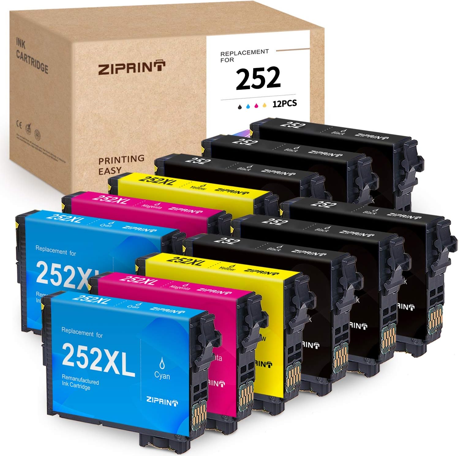 Up To 40% OFF ZIPRINT Remanufactured Ink Cartridge Replacement for Epson 252 252XL T252XL Ink use for Epson Workforce WF-7710 WF-7720 WF-3640 WF-3620 WF-7610 WF-7620 WF-7210 Printer (12-Pack) Best Deal Product ZIPRINT Remanufactured Ink Cartridge Replacement for Epson 252 252XL T252XL Ink use for Epson Workforce WF-7710 WF-7720 WF-3640 WF-3620 WF-7610 WF-7620 WF-7210 Printer (12-Pack)