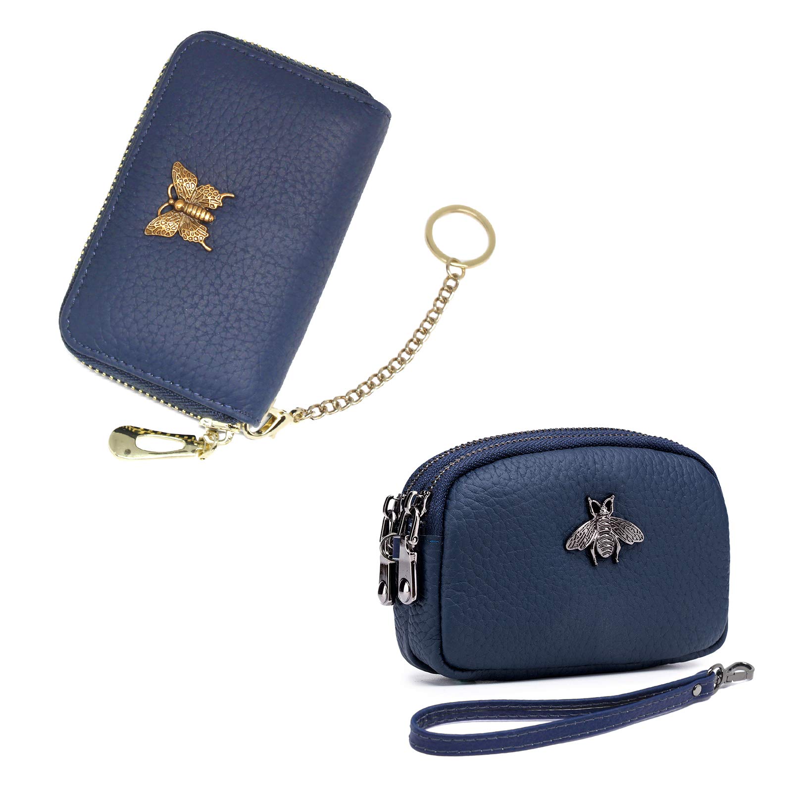 imeetu(Bundle of 2 Sets) Women Coin Purse and RFID Credit Card Holder Keychain Wallet