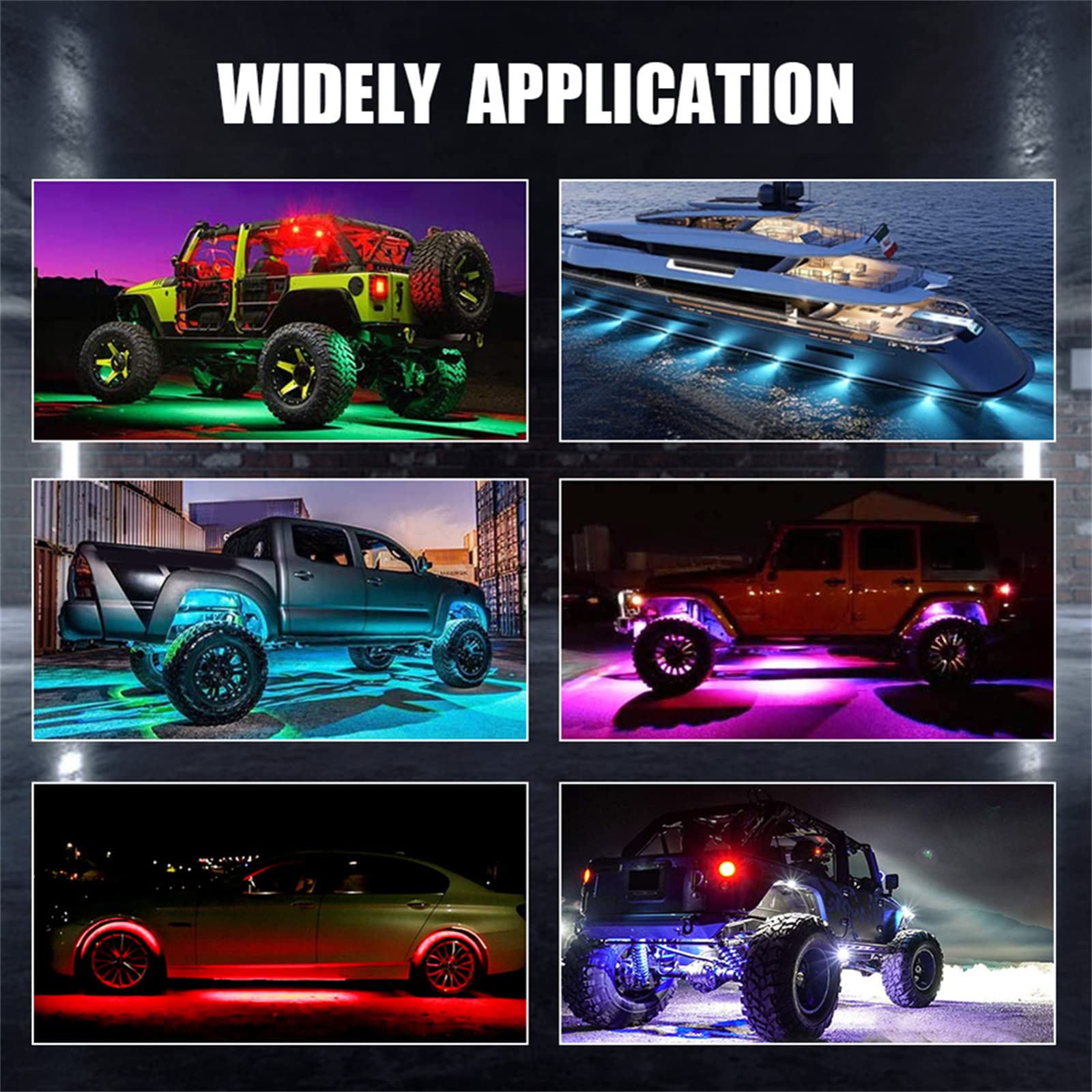 Kit 8 Luci LED RGB Rock Light Con Controller Bluetooth - Impermeabili IP68 - 72W Multicolore - Per Auto, Camion, SUV, ATV, Barca, Fuoristrada - Niking Auto - 3