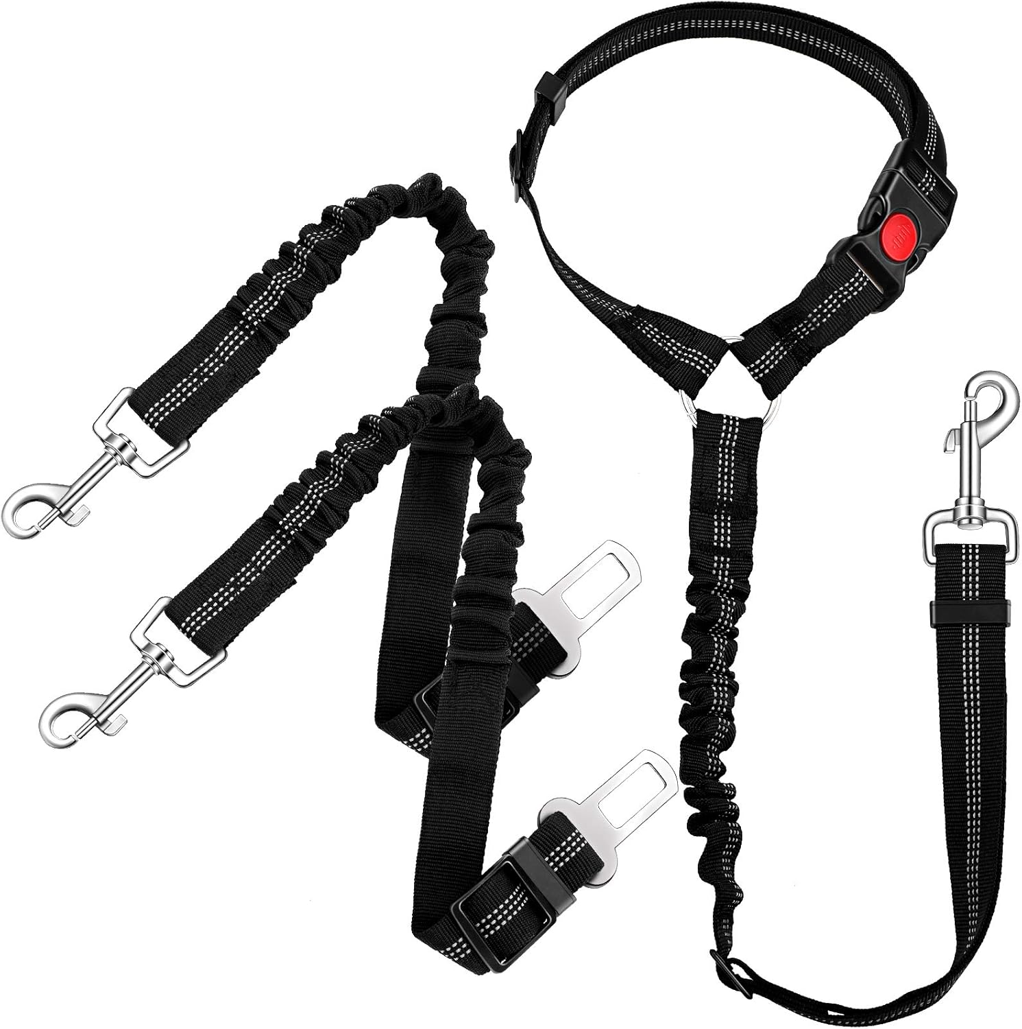 Set of 3 Dog Car Seat Belt Adjustable Dog Car Harness