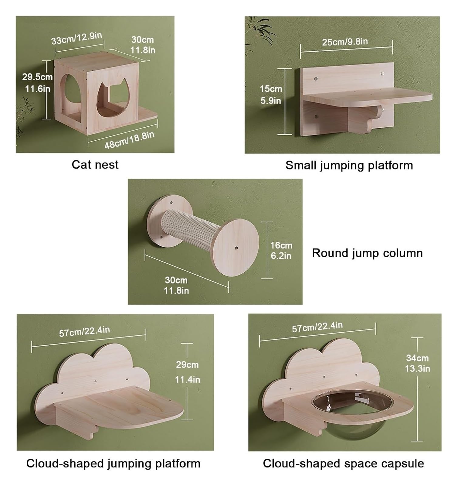 Struttura per arrampicata gatti da parete, Mensole da parete for gatti montate a, capsula spaziale con piattaforma di salto integrata for albero for(Style3)