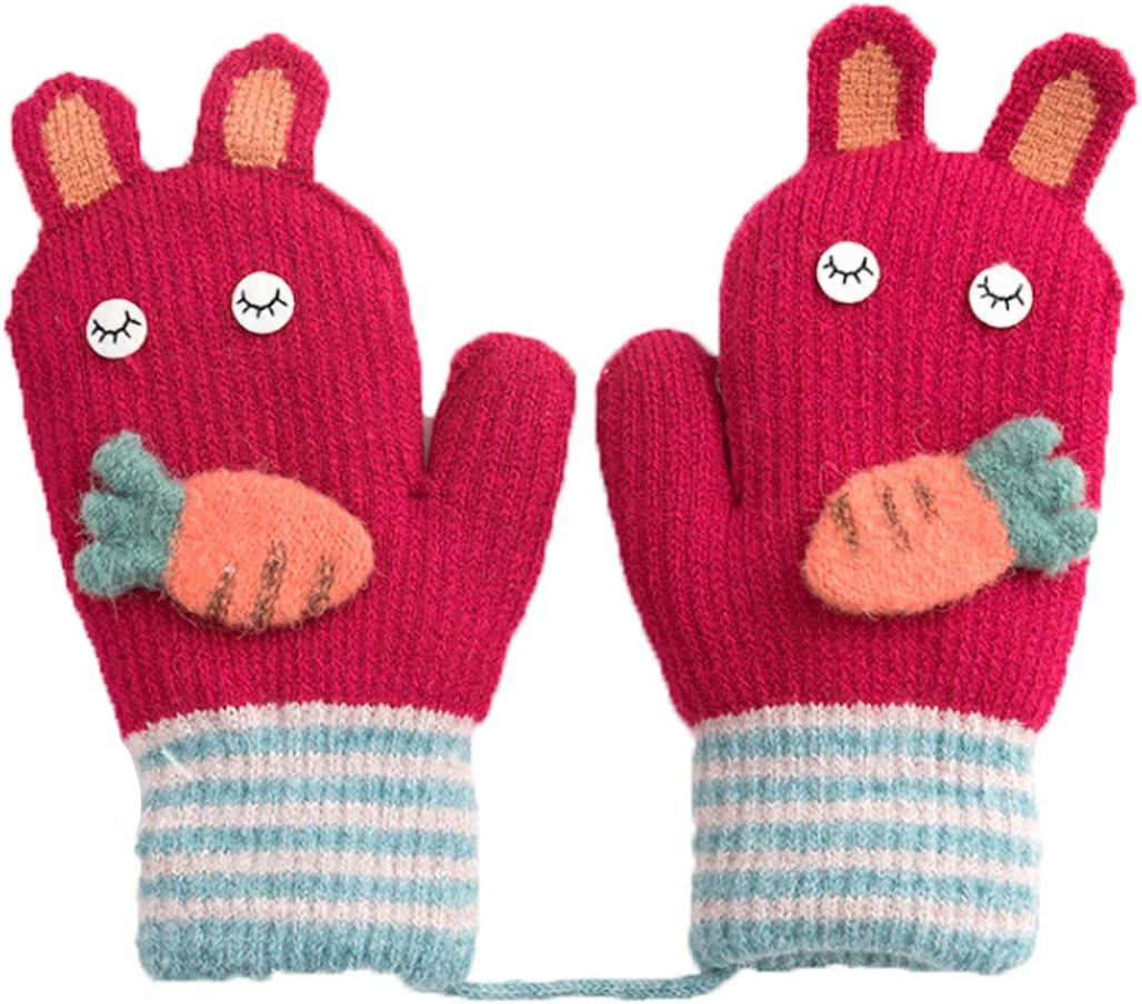 PURFUN Kids Cute Thermal Thick Plush Lining Knitted Gloves Winter Camping Cycling Ski Snowboarding Gloves Mittens Hand Warmer for 3-6 Yrs Girls Boys : Clothing, Shoes & Jewelry