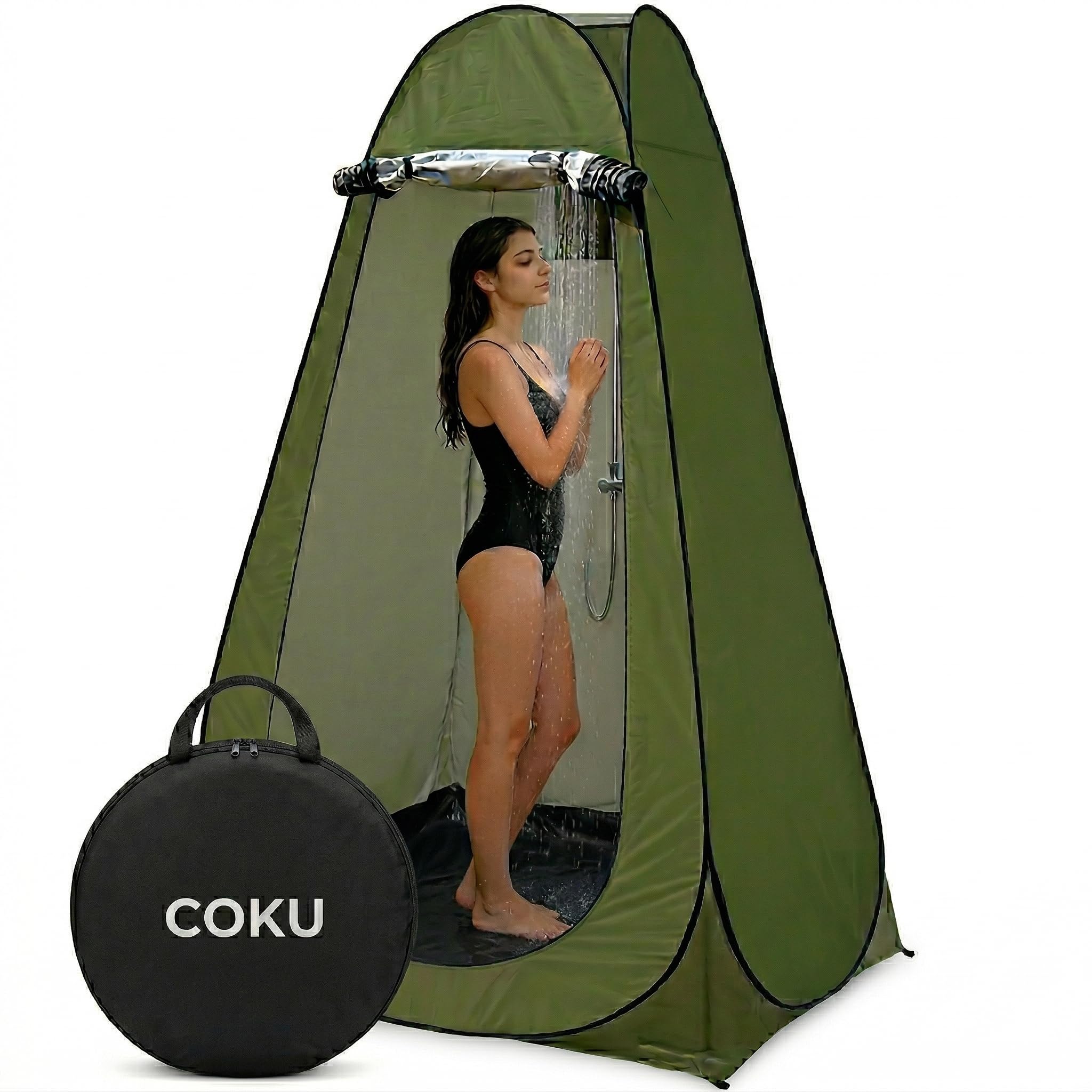 Coku Privacy Shower Tent, Pop-up Portable Camping Tent, Outdoor Toilet Changing Dressing Room, Instant Privacy Shelter for Picnic Waterproof Bathroom-image-26