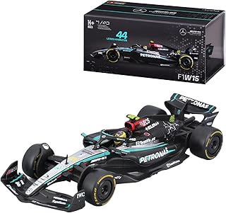 Bburago Formula 1 Mercedes-AMG Petronas F1 W15 Team (2024): 1:43 Scale Model Car with Driver #44 Lewis Hamilton, Hard Cas...