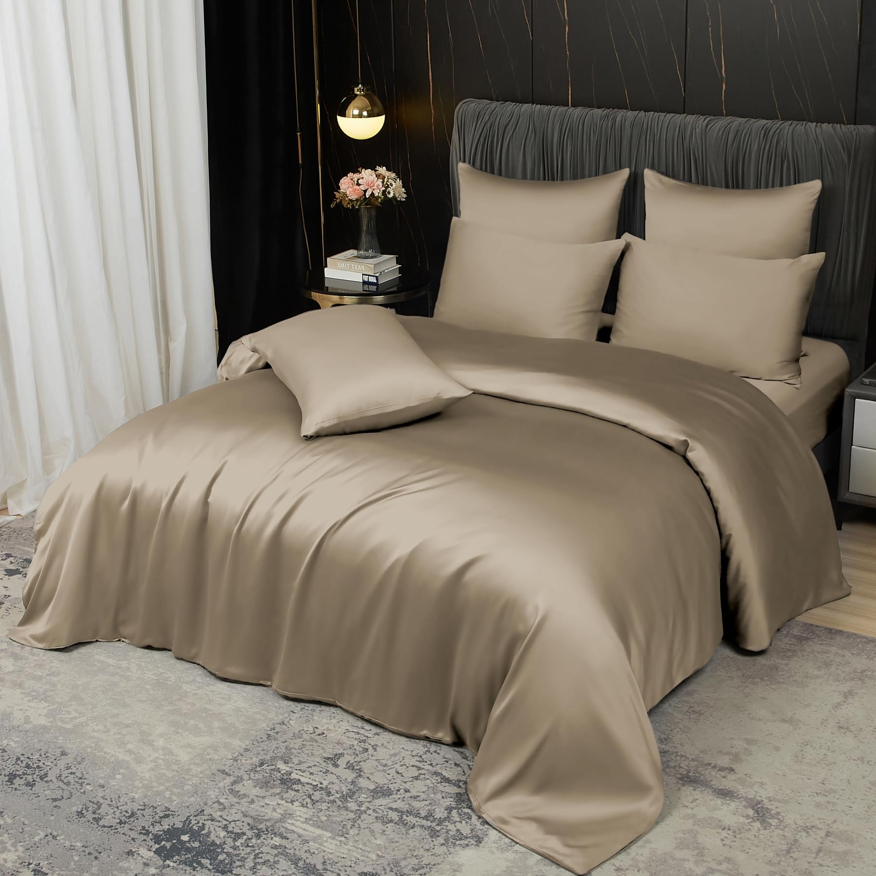 Parure de lit en bambou Boqingzhu literie douce pour peau sensible 155x220 cm