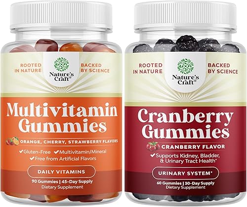 Paquete de potentes gomitas multivitamínicas diarias para adultos y gomitas naturales de arándano para mujeres y hombres – Mezcla de bienestar de