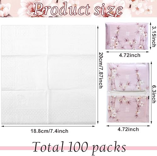 Miniatura 2 de Paquete de 100 pañuelos de viaje de tamaño de viaje, mini pañuelos de viaje de 3 capas, pañuelos de bolsillo delgados a granel, tamaño de cartera,