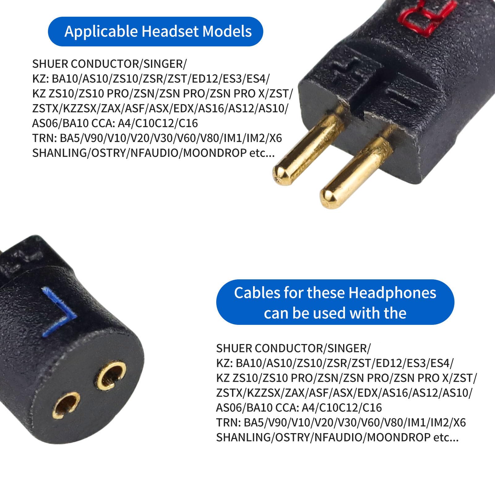 okcsc 0.78 to 0.75 2 PIN Male Adaptor Work for 0.78 2PIN Earbuds to 0.75 2Pin Cable Connected with for SHUER CONDUCTOR/SINGER/SOLOIST/EJ07/TAPE PRO Black - Image 4