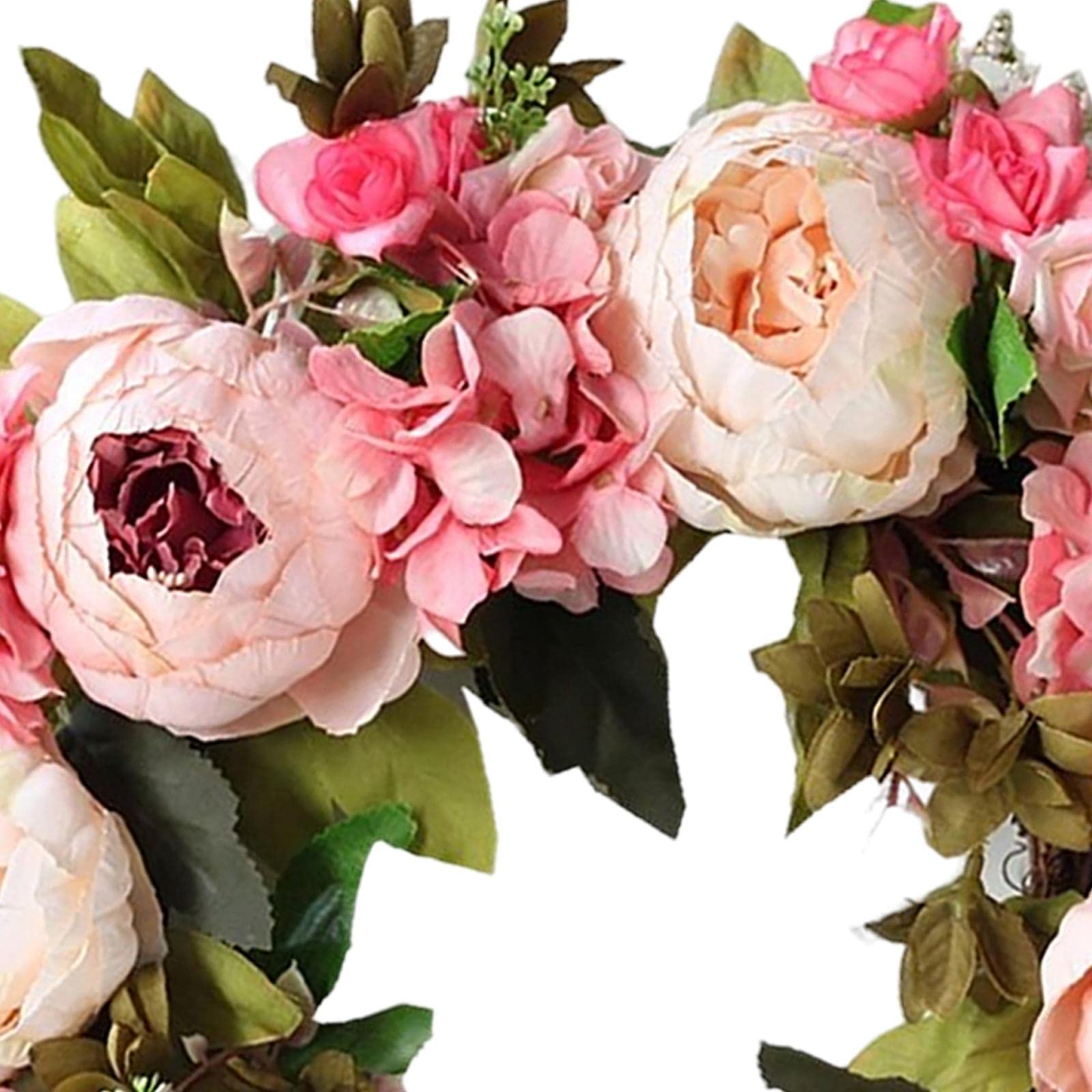 Guirnalda de Peonías Corona de Flores Guirnalda Artificial Corona para Puerta con Base de Vid Plástica Y Acabado Elegante Adecuada para Boda Ventana