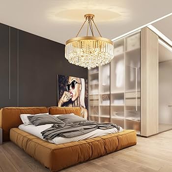 brfaixla 9-Light Gold Crystal Chandelier Contemporary 22