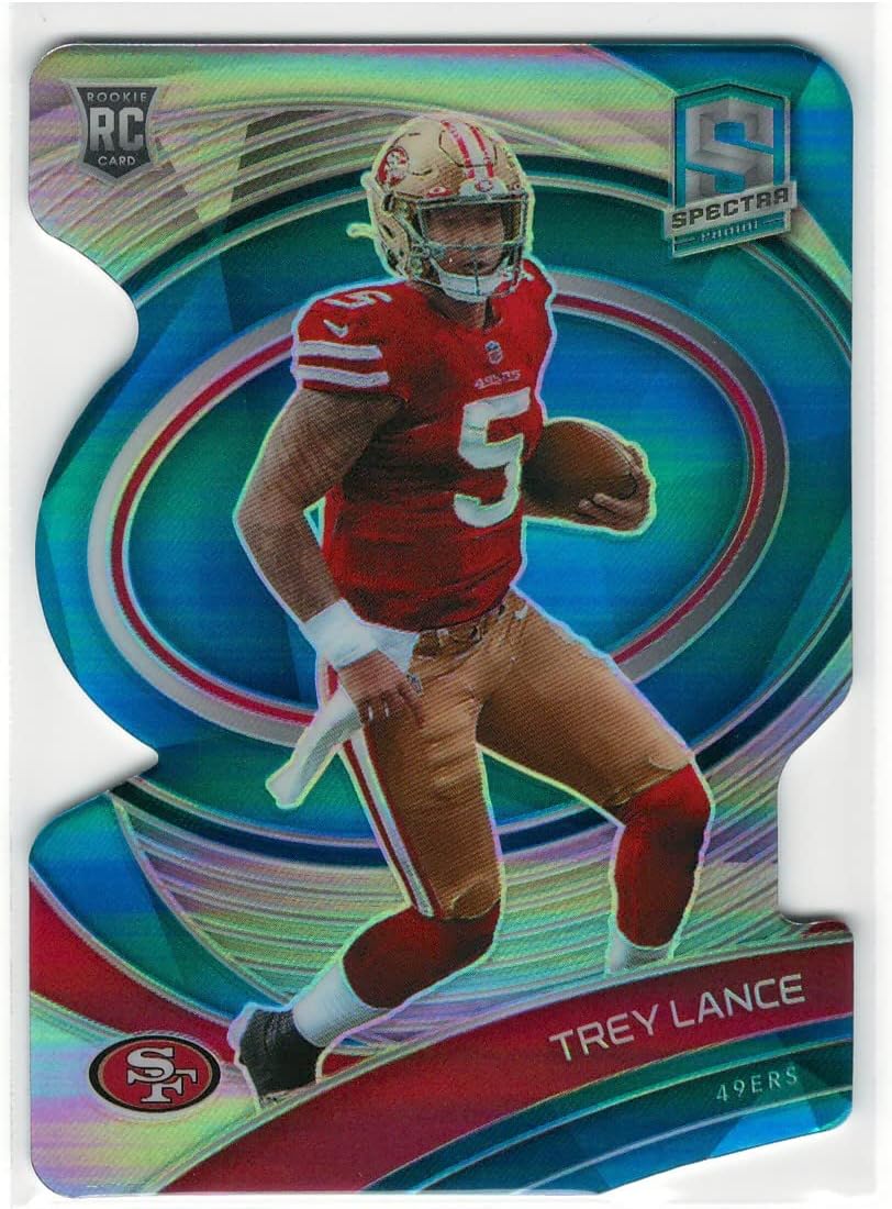 2021 Panini Spectra Trey Lance Neon Blue Prizm Die Cut Refractor Rookie Card #'d /50 : Collectibles & Fine Art