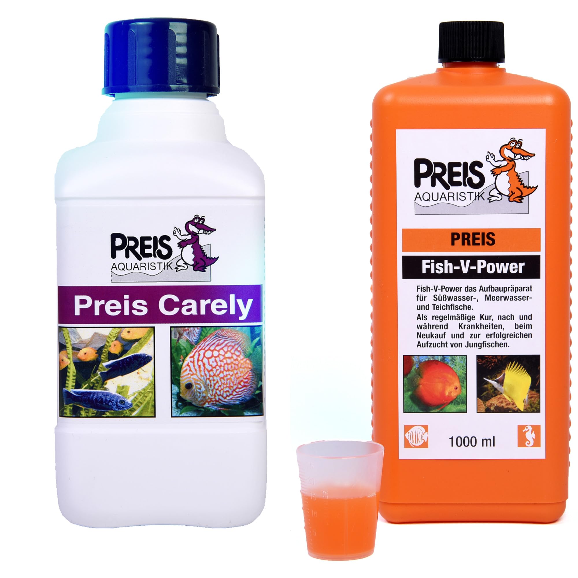 Smart-Planet by Preis Aquaristik - Integratore alimentare originale Carely + V-Power per pesci 1000 ml – 100% vegetale per acqua di mare e acquari d'acqua dolce