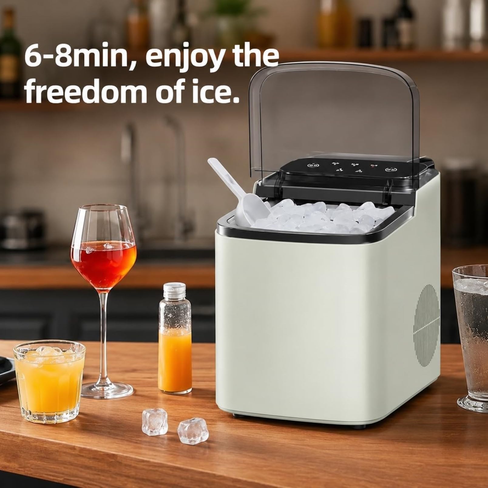 Macchina per Il Ghiaccio, Produttore Portatile di Cubetti di Ghiaccio | Serbatoio D'acqua da 1,2 L, Produce 9 Cubetti In 6-8 Minuti, per Casa, Cucina, Ufficio, Bar(green)