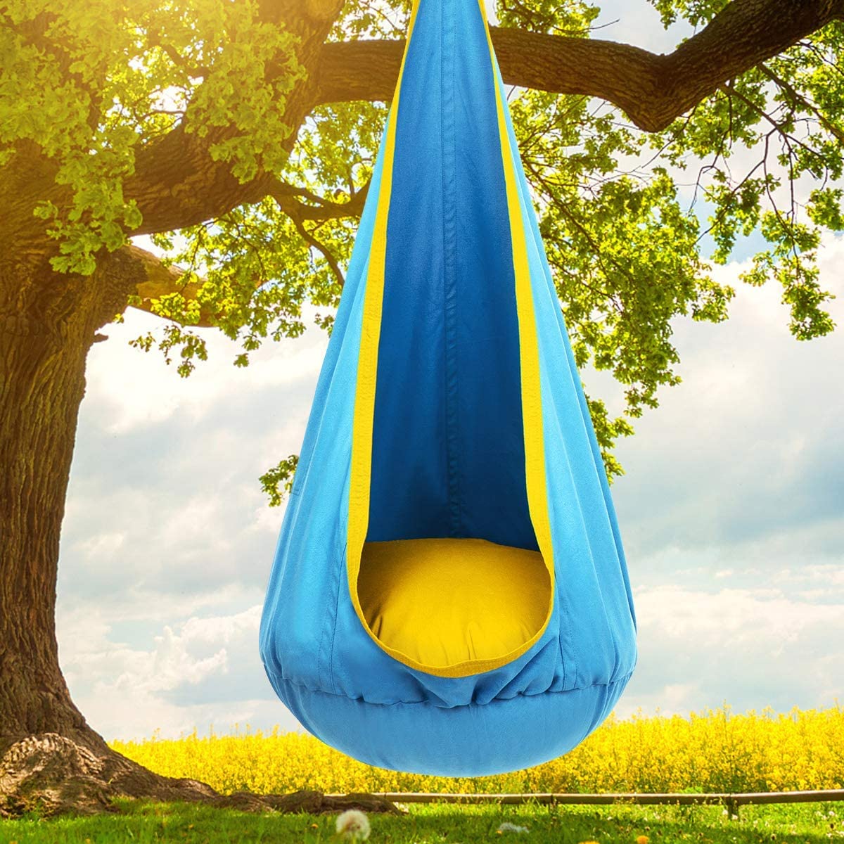 Kids Pod Swing Seat,Silla infantil con almohada inflable, silla colgante para exteriores e interiores, máximo 176 libras 8