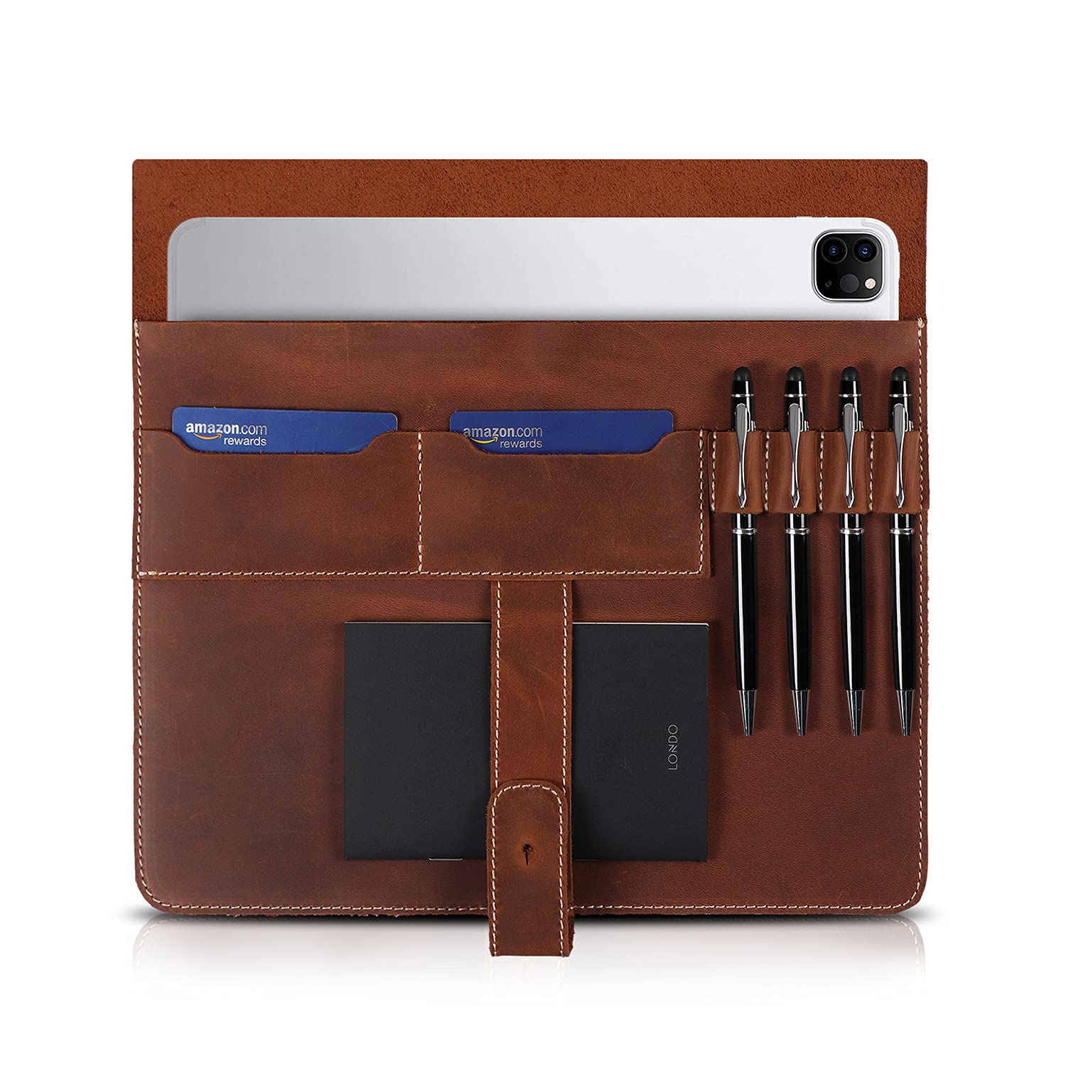 Funda en Cuero para iPad Air 11, iPad Pro 11, iPad - Estuche con Compartimentos para Tarjetas y Soporte Apple Pencil