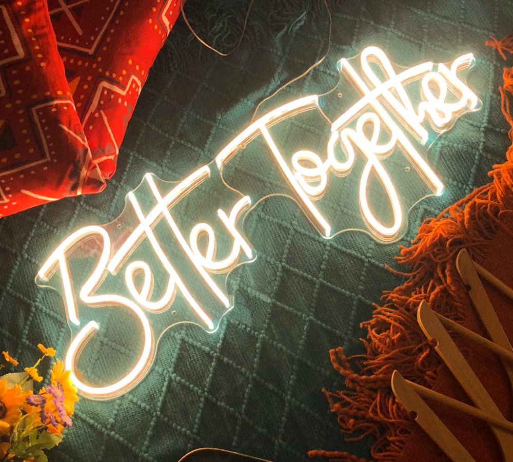 Ulalaza Insegna al Neon a LED Better Together Luce Notturna per la casa, Camera da Letto, Soggiorno, Decorazione Artistica, Festa, Anniversario di Matrimonio, Compleanno con USB 5v
