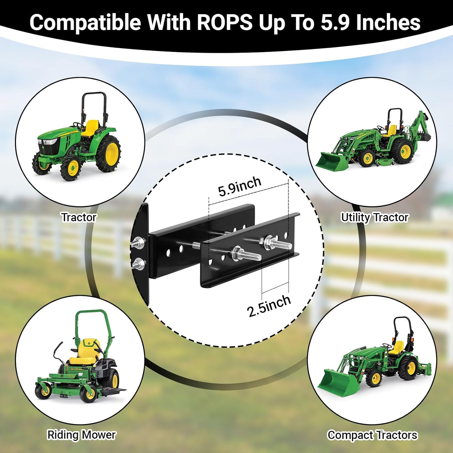 Tractor Tool Holder for ROPS, 2 Pack Lawn Mower Accessories Storage for Weed Wacker, Weeder Trimmer, Thatch Rake, Shovel, Compatible with Zero Turn Mower and Tractor
