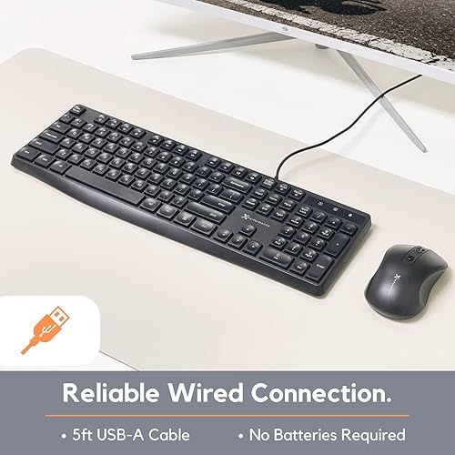 Miniatura 3 de X9 Performance Teclado con cable, teclado ergonómico ultra delgado de tamaño completo para computadora, teclado USB básico para computadora de