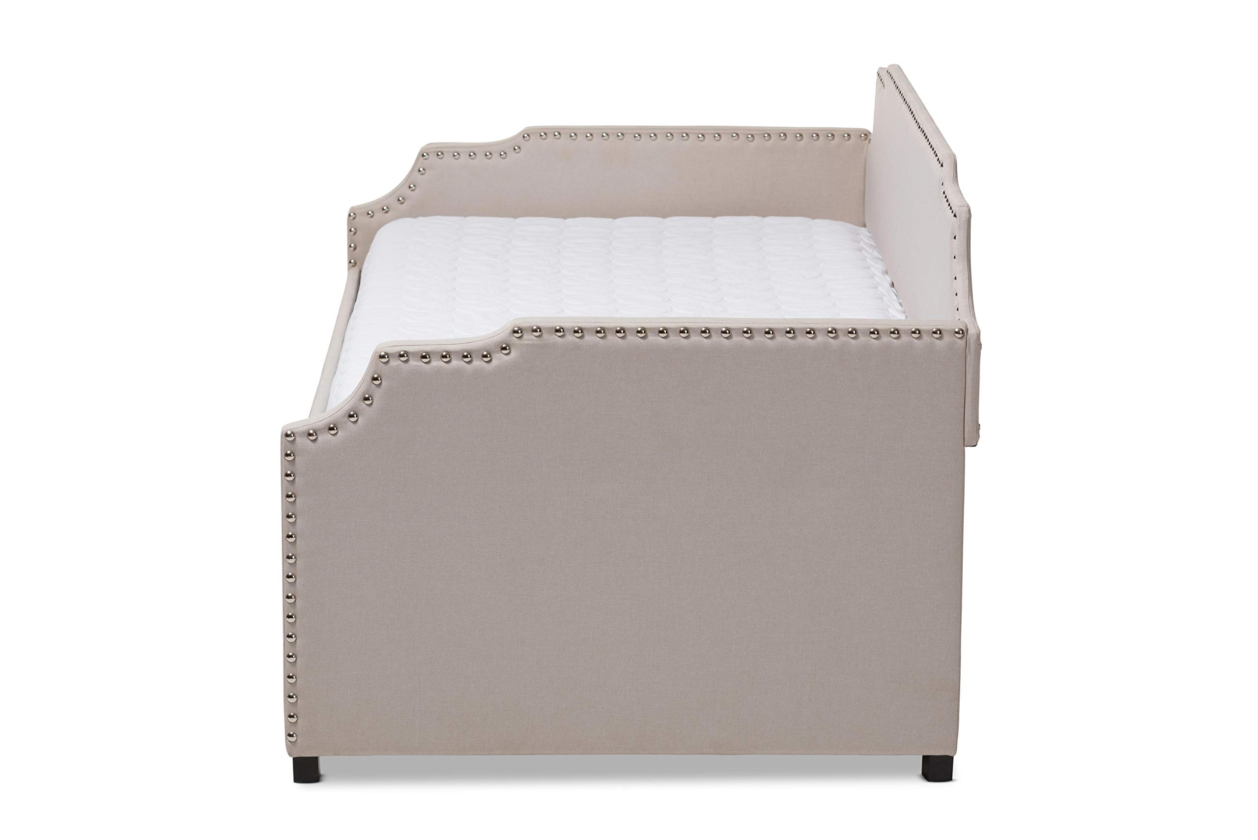 Baxton Studio Alyssa Divano Letto Twin Con Trundolo Estraibile - Struttura In Legno Massello E Rivestimento Grigio - 4