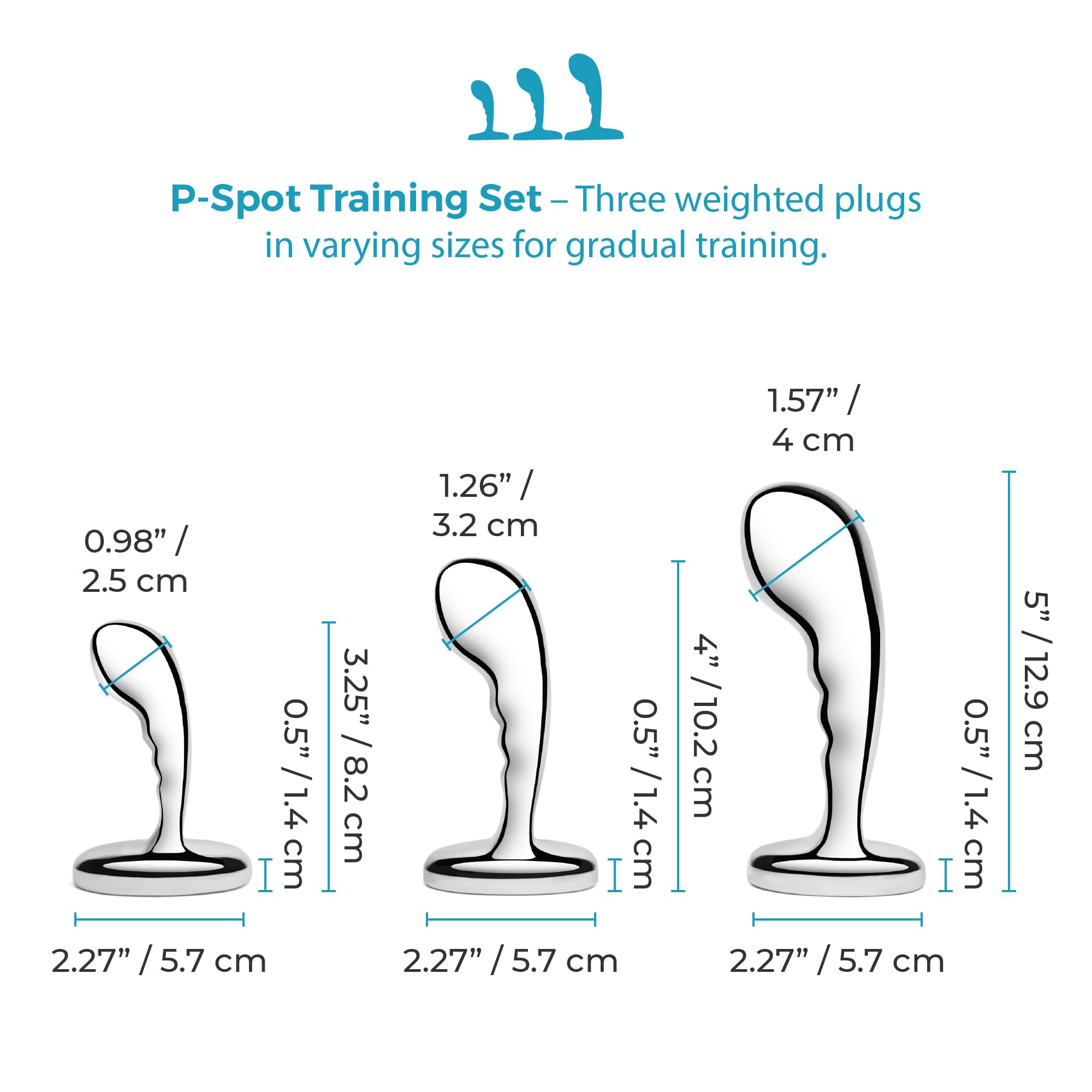 B-Vibe Stainless Steel P Spot Training Set Silver 6,9/8,9/11,55 cm