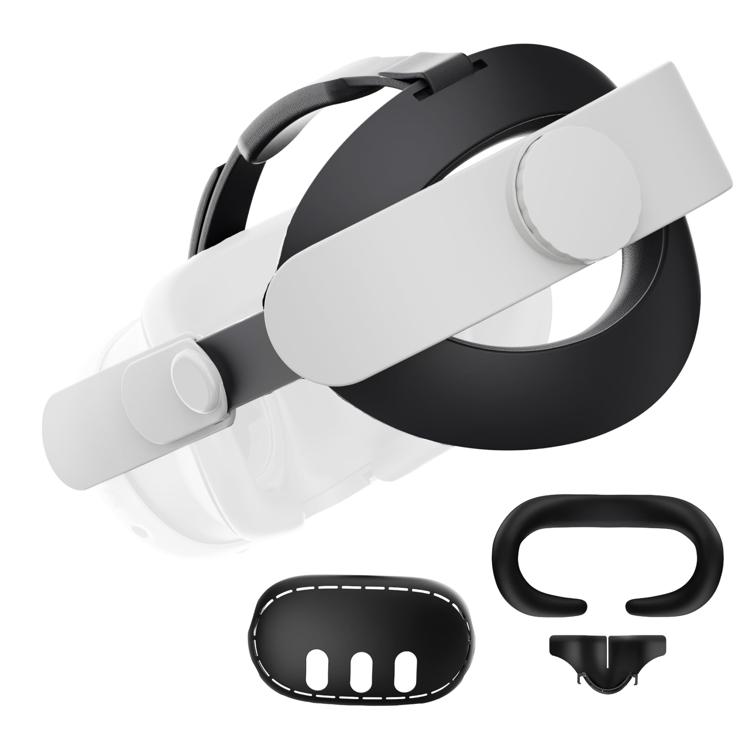 APEXINNO VR Comfort Elite Head Strap with Soft Foam Back Pad for Meta Quest 3 Accessories, with Silicone Face Pad Cover and Nose pad, VR Shell Cover for Oculus Quest 3 Headset