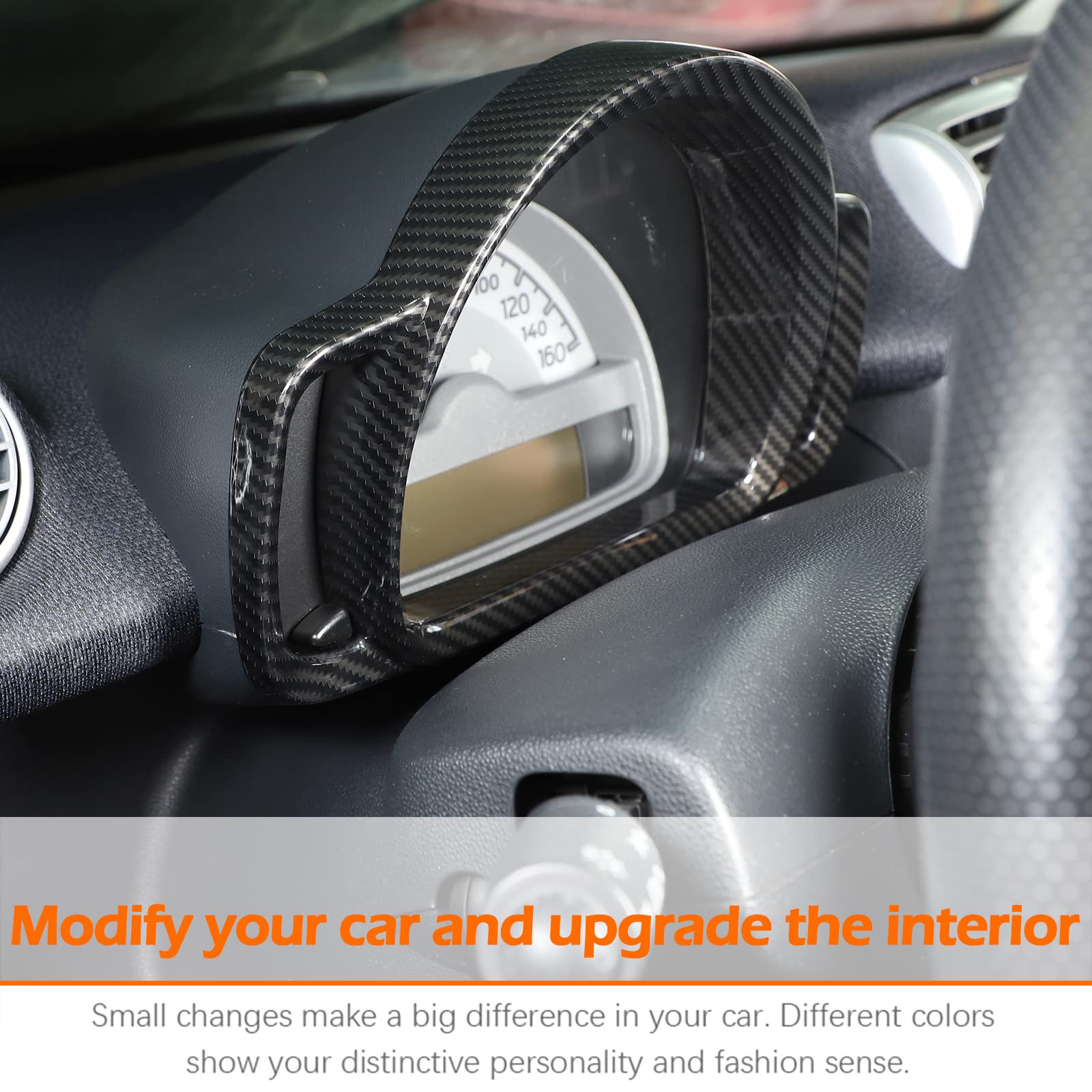 Anello decorativo del telaio del cruscotto in plastica ABS per Smart 451 Fortwo 2009-2015 interni (fibra di carbonio)