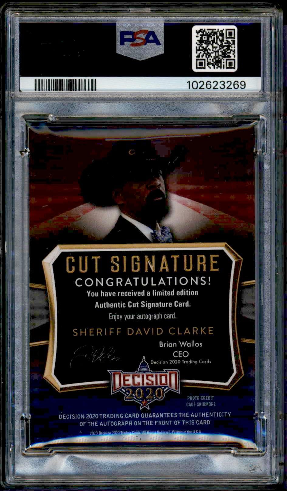 2020 Leaf Decision Sheriff D. Clarke Cut Signatures #NA (Auto) (PSA 8)