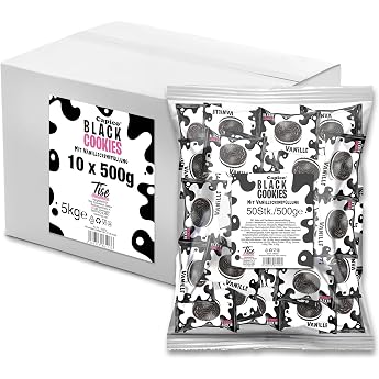 Capico Black Cookies with Vanilla Cream Filling Box 10 x 50 Pieces 5 kg