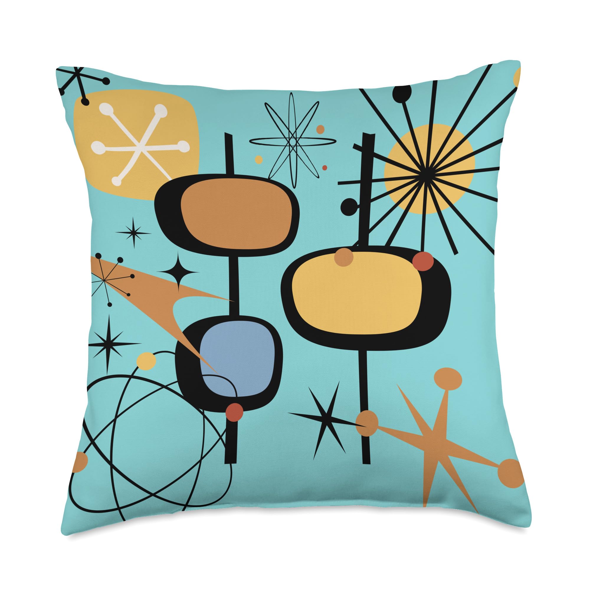 Retro Mid Century Modern MCM Vibe Aesthetic Futuristic Art Throw Pillow