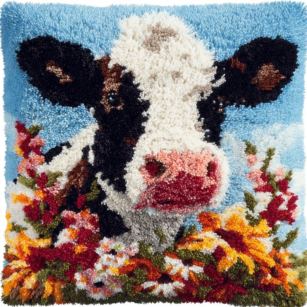 AxiangziK Latch Hook Kits for Adults,Cows and Flowers