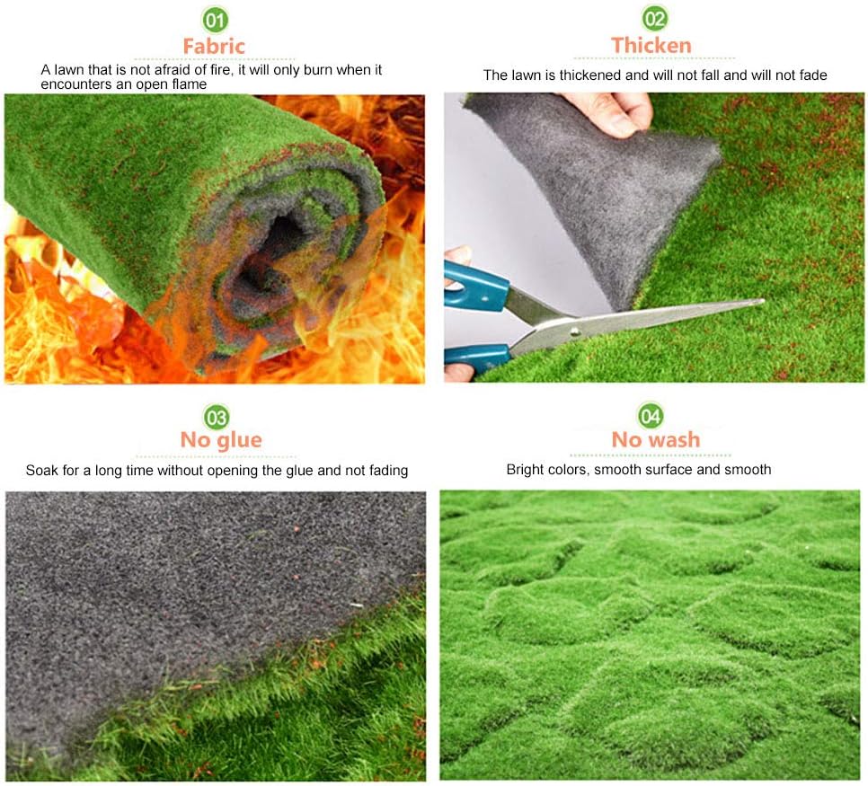 Artificial Moss Grass Carpet Durable Green Lawn Mat for Outdoor Decoration 1 * 1m, Ideal for Parties and Camping (426)