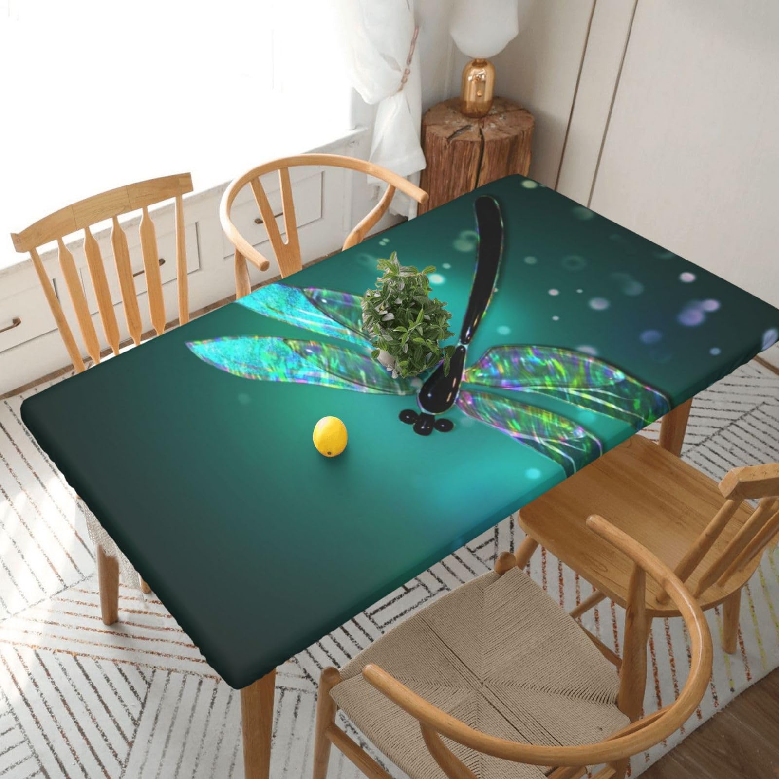 BNVSADC Galaxy Animal Dragonfly Printed 5FT Tablecloth Polyester Kitchen Water Resistant Table Cloth Dining Table Decoration Table Covers, 152x76 CM