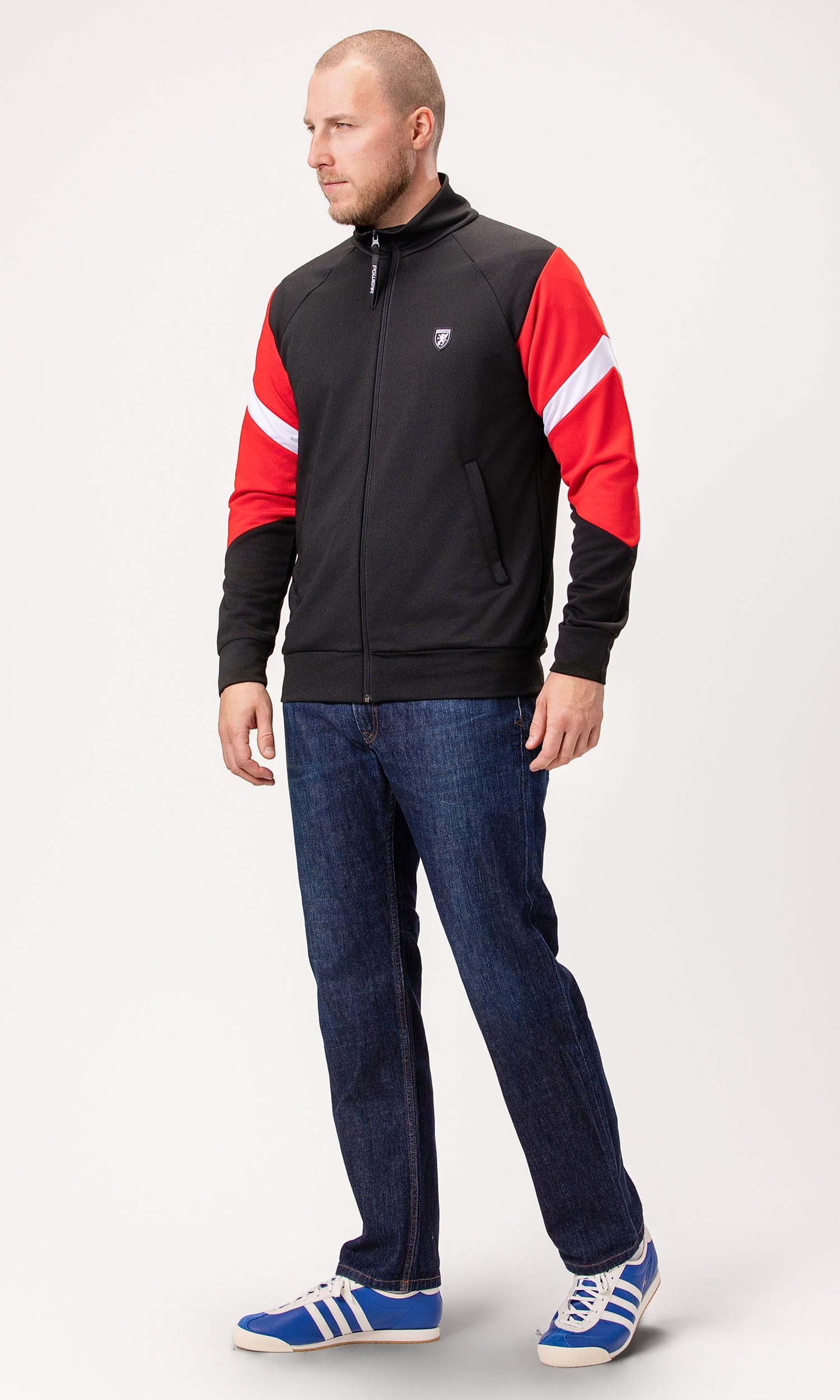 PGWEAR Męska kurtka treningowa Track Top Messina – z zamkiem błyskawicznym i wysokim kołnierzem – Streetwear Retro – krój raglanowy