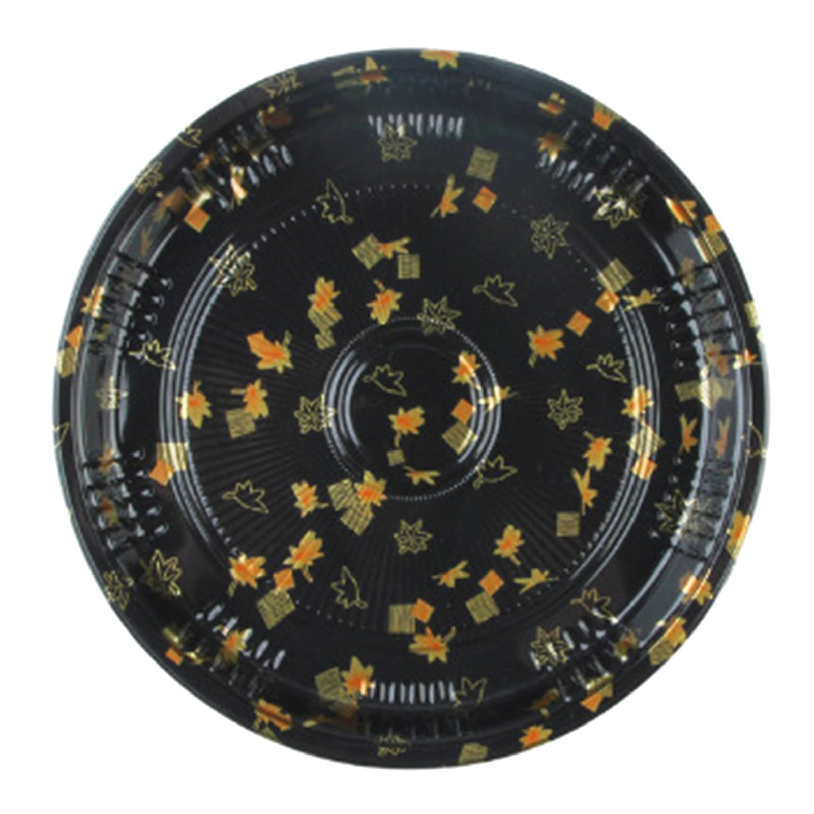 matumou 10Pcs Round Sandwich Platter Trays with Lids Clear Pattern Printed Food-grade Durable Elegant Catering Trays Sushi Box