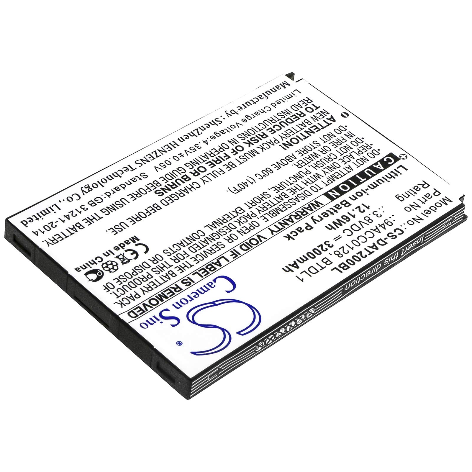 TECHTEK Batterie remplace 3H21-00000491, pour 94ACC0128, pour 94ACC0129, pour BTDL1 Compatible avec [DATALOGIC] Axist, DL-Axist