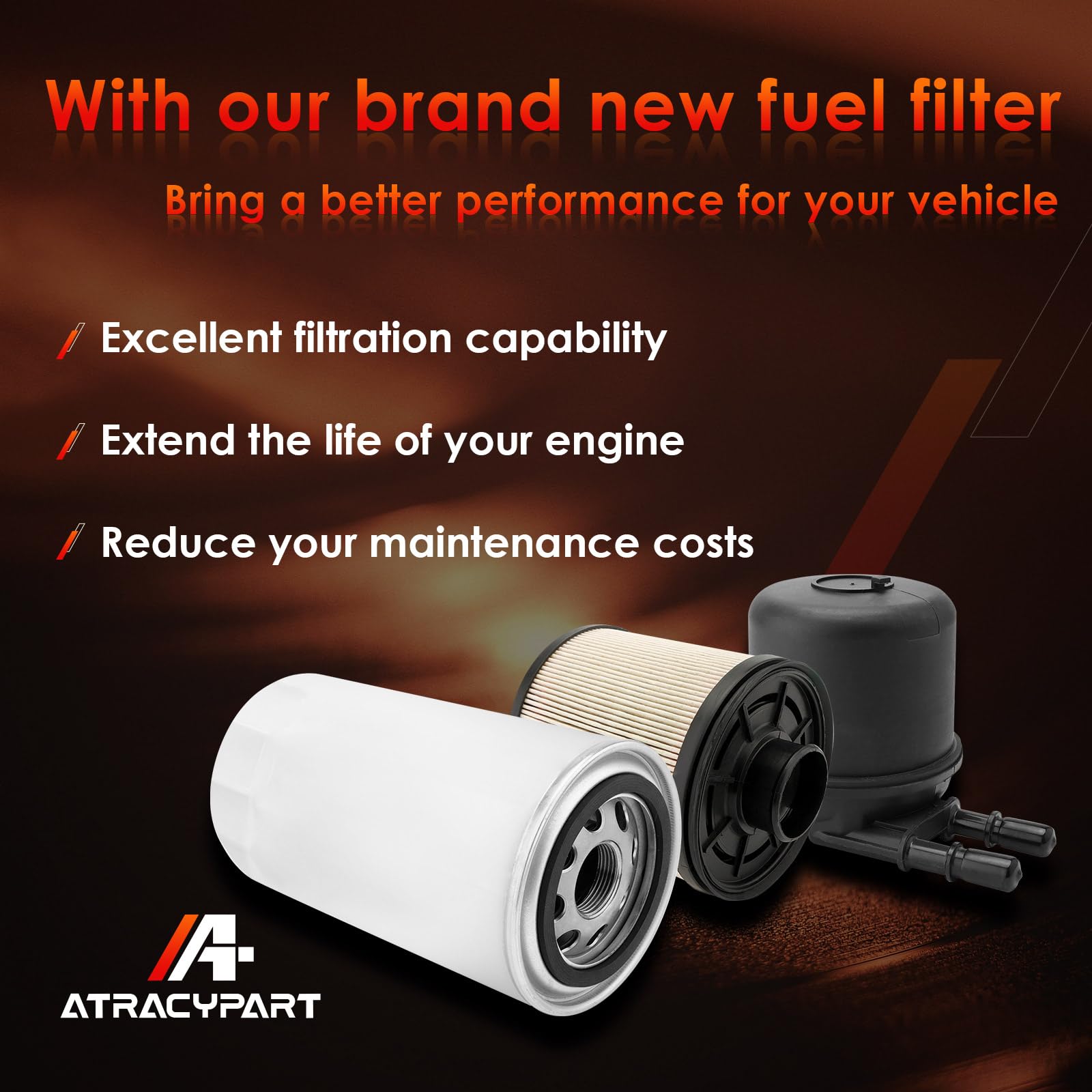 ATRACYPART Filtro de combustible diésel y filtro de aceite FL2051S │ Repuesto para motores diésel Ford F250 F350 F450 F550 F650 F750 6.7 Powerstroke V8 2011-2016 │Reemplaza # BC3Z-9N184-B, BC3Z-6731-B