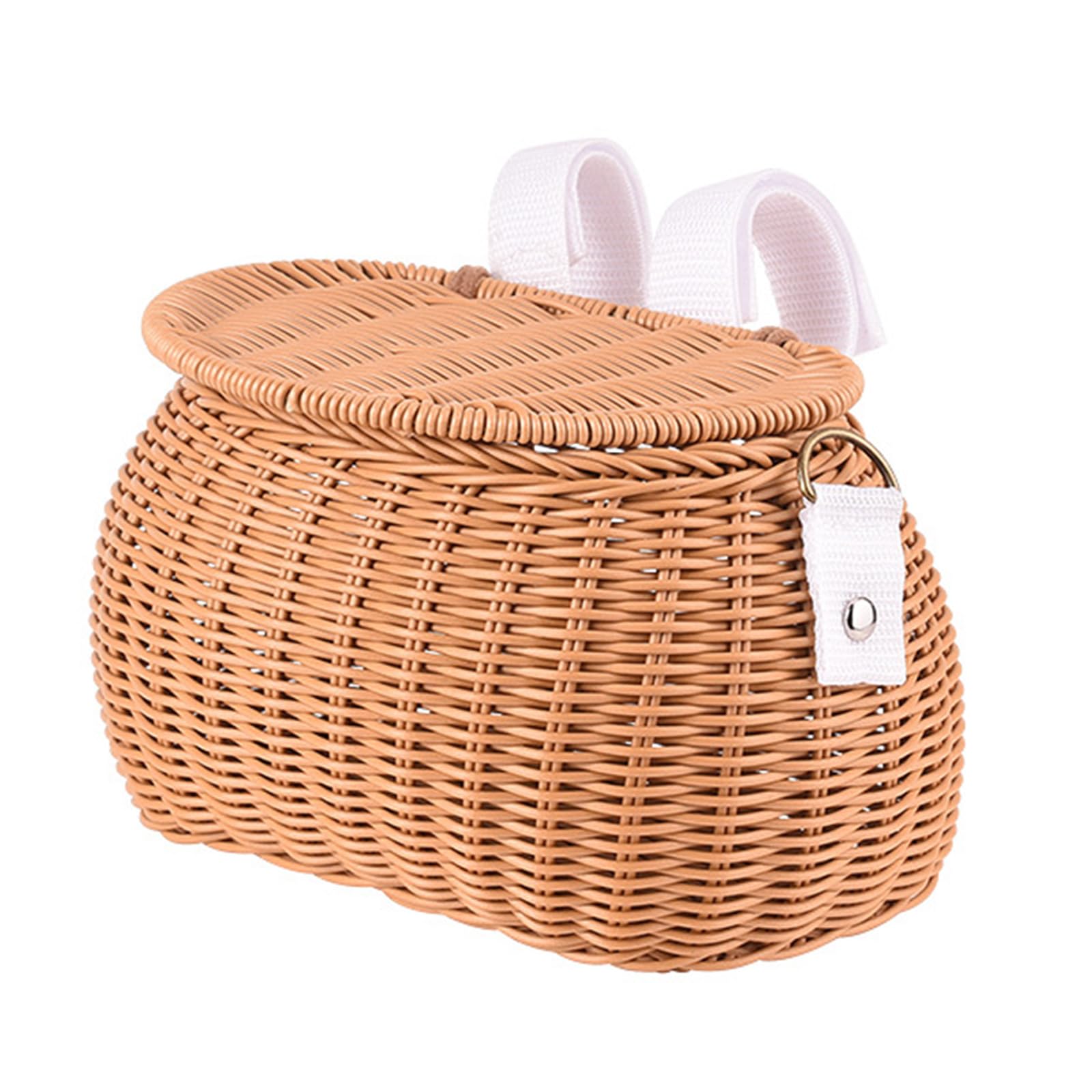 Panier En Osier Tissé Pour Guidon De Vélo – Grand 36x25x22 Cm, Avec Cordon De Serrage, Ceinture Cuir, Installation Sans Outil, Pour Animaux Ou Courses