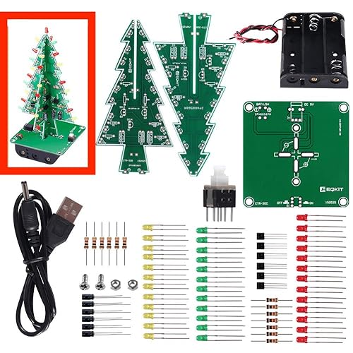 Colorido LED RGB LED intermitente árbol de Navidad DIY Kits Electrónica Colorido 3D Árbol de Navidad DIY Módulo Kits divertidos Junta PCB para
