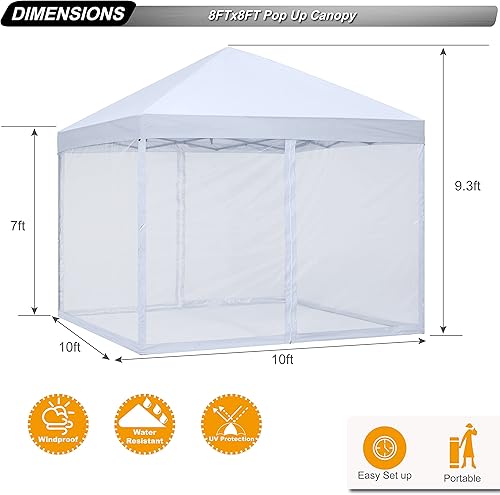 Miniatura 3 de ABCCANOPY Tienda de campaña desplegable fácil para exteriores con pared de red, 10 x 10 pulgadas, color blanco